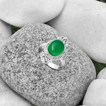 Natural Green Onyx Ring size-7 R-1500 SDR189945