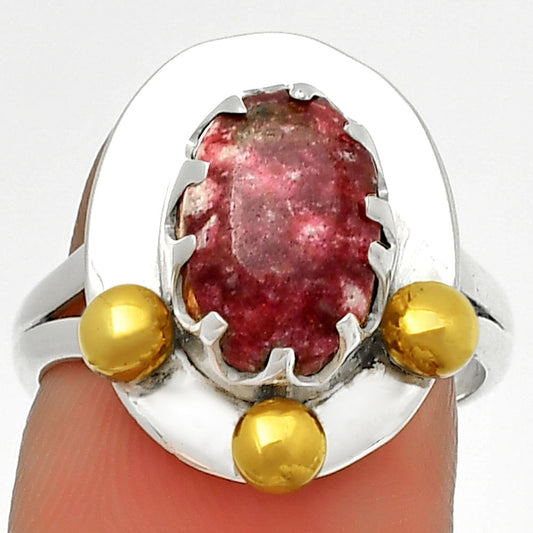 Two Tone - Pink Thulite - Norway Ring size-7 R-1503 SDR189971