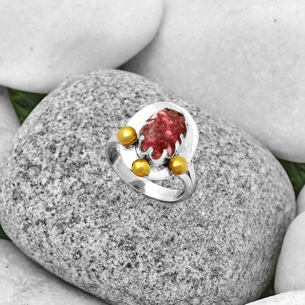Two Tone - Pink Thulite - Norway Ring size-7 R-1503 SDR189971