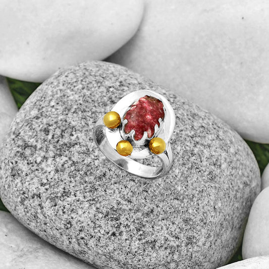 Two Tone - Pink Thulite - Norway Ring size-7 R-1503 SDR189971
