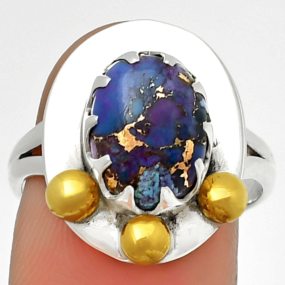 Two Tone - Copper Purple Turquoise Ring size-8 R-1503 SDR189982