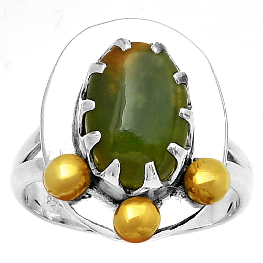 Two Tone Natural Chrome Chalcedony Ring size-6.5 R-1503 SDR189987