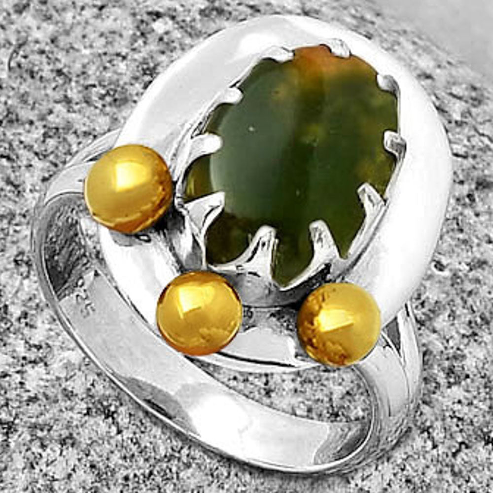 Two Tone Natural Chrome Chalcedony Ring size-6.5 R-1503 SDR189987