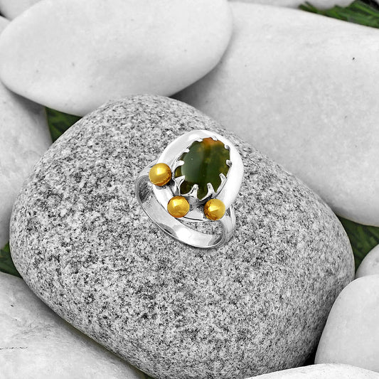 Two Tone Natural Chrome Chalcedony Ring size-6.5 R-1503 SDR189987