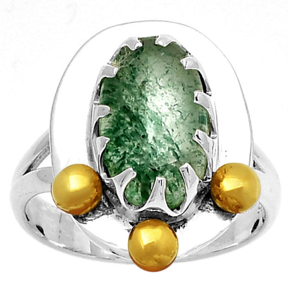 Two Tone - Natural Green Aventurine Ring size-7 R-1503 SDR189998