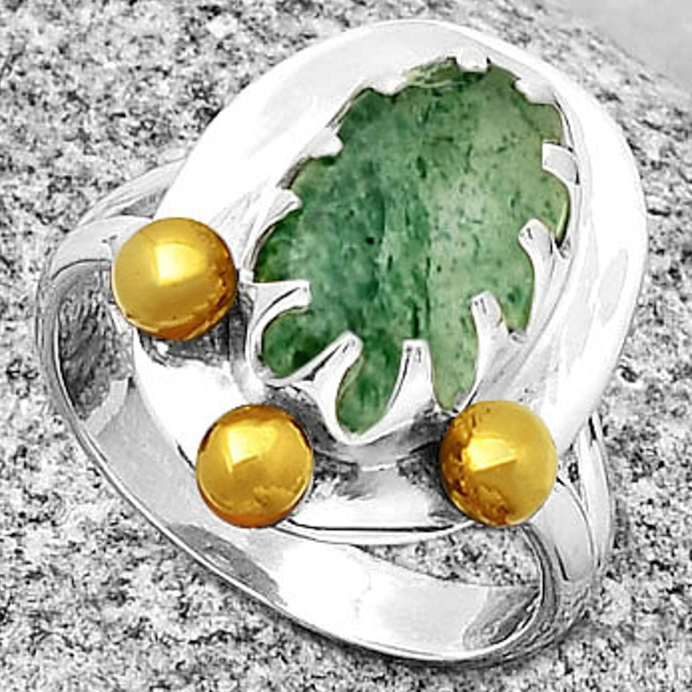 Two Tone - Natural Green Aventurine Ring size-7 R-1503 SDR189998