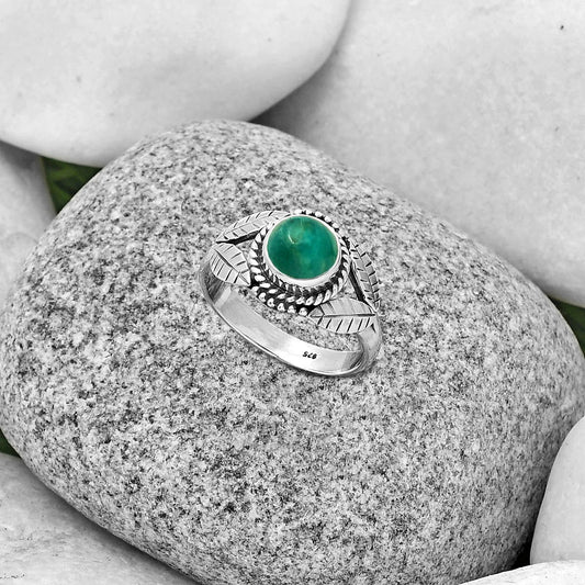 Natural Turquoise Magnesite Ring size-7.5 R-1387 SDR190069