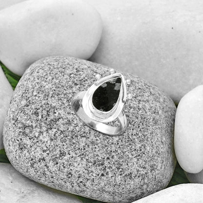 Natural Snow Flake Obsidian Ring size-7 R-1513 SDR190346