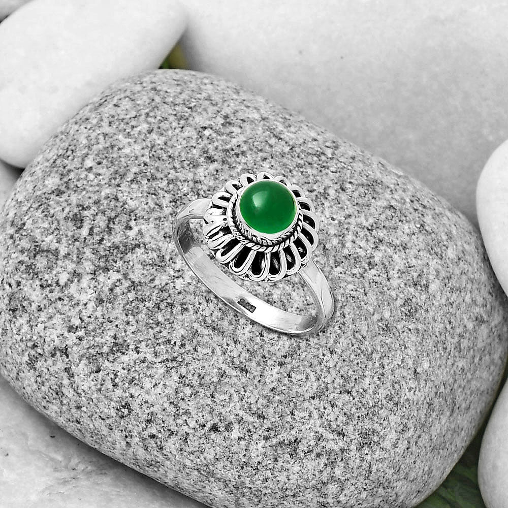 Natural Green Onyx Ring size-8.5 R-1596 SDR190428