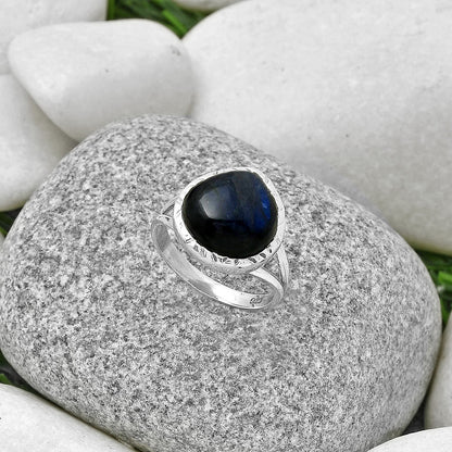 Blue Fire Labradorite - Madagascar Ring size-8 R-1074 SDR190657