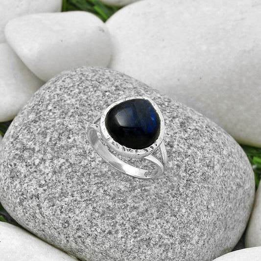 Blue Fire Labradorite - Madagascar Ring size-8 R-1074 SDR190657