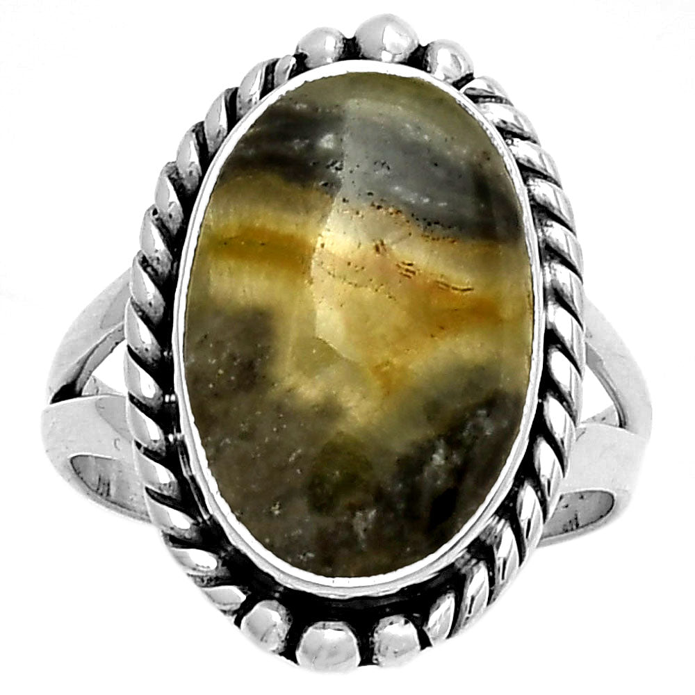 Natural Australian Prehnite Ring size-6.5 R-1253 SDR191121