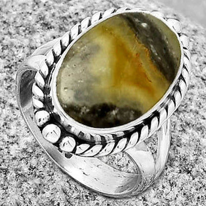 Natural Australian Prehnite Ring size-6.5 R-1253 SDR191121