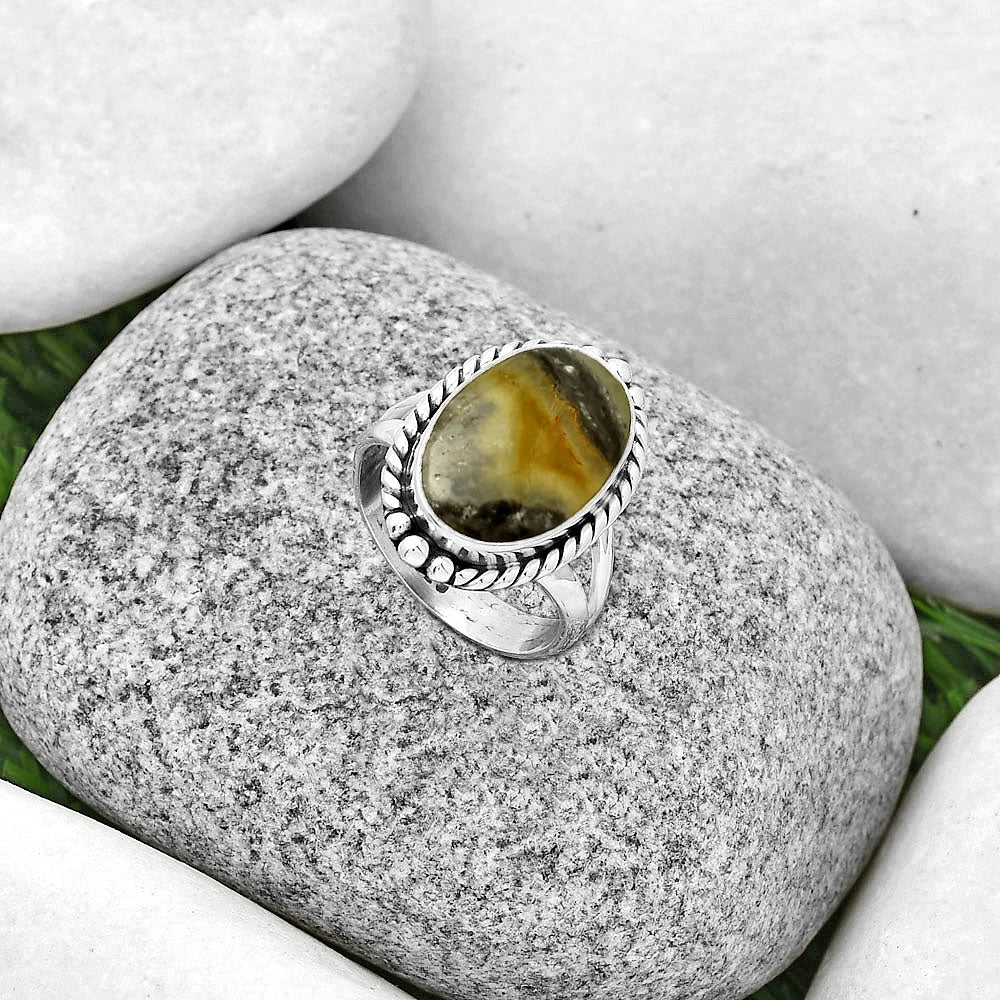 Natural Australian Prehnite Ring size-6.5 R-1253 SDR191121