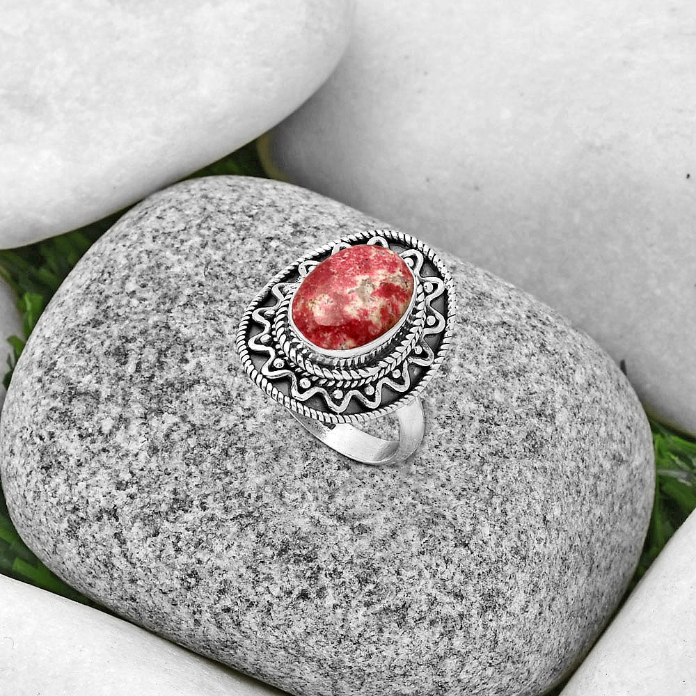 Natural Pink Thulite - Norway Ring size-7.5 R-1501 SDR191211