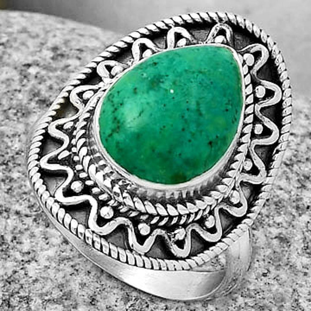 Natural Turquoise Magnesite Ring size-8 R-1501 SDR191213