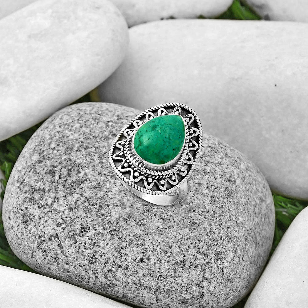 Natural Turquoise Magnesite Ring size-8 R-1501 SDR191213