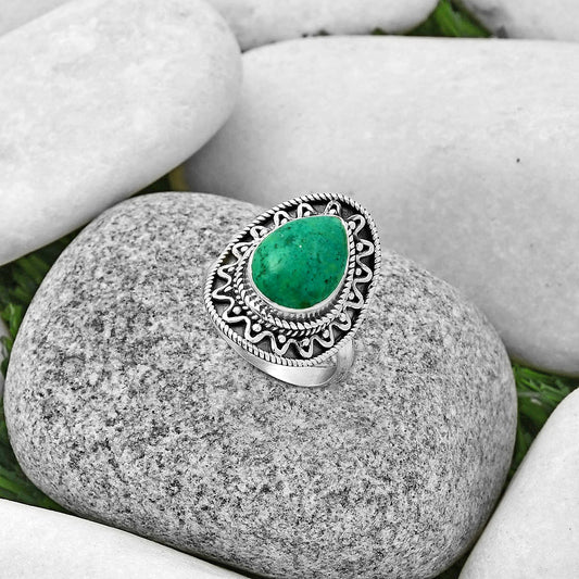 Natural Turquoise Magnesite Ring size-8 R-1501 SDR191213