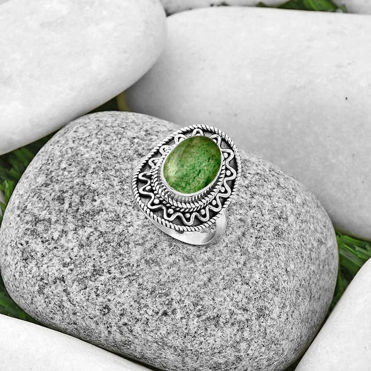 Natural Green Aventurine Ring size-7 R-1501 SDR191223