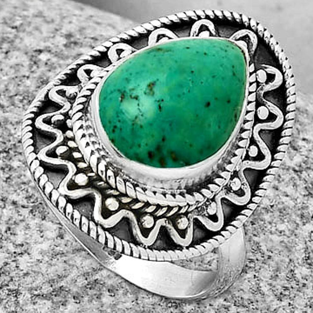 Natural Turquoise Magnesite Ring size-8 R-1501 SDR191230