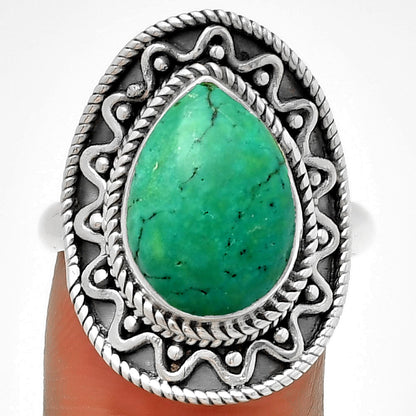 Natural Turquoise Magnesite Ring size-8.5 R-1501 SDR191235