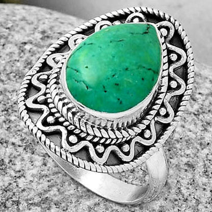 Natural Turquoise Magnesite Ring size-8.5 R-1501 SDR191235