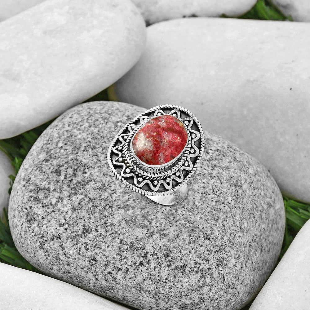 Natural Pink Thulite - Norway Ring size-8 R-1501 SDR191250