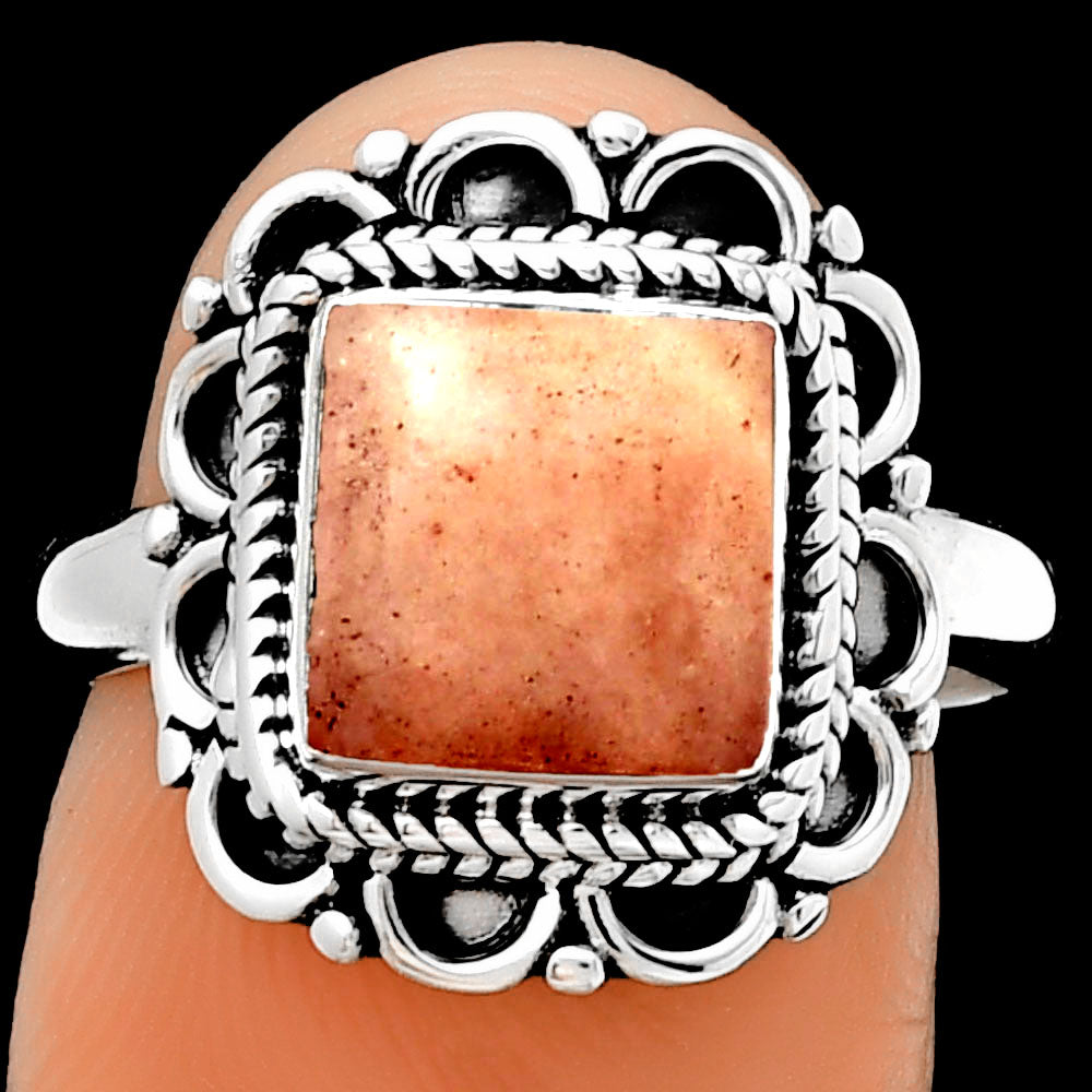 Natural Pink Scolecite Ring size-7 R-1256 SDR191286