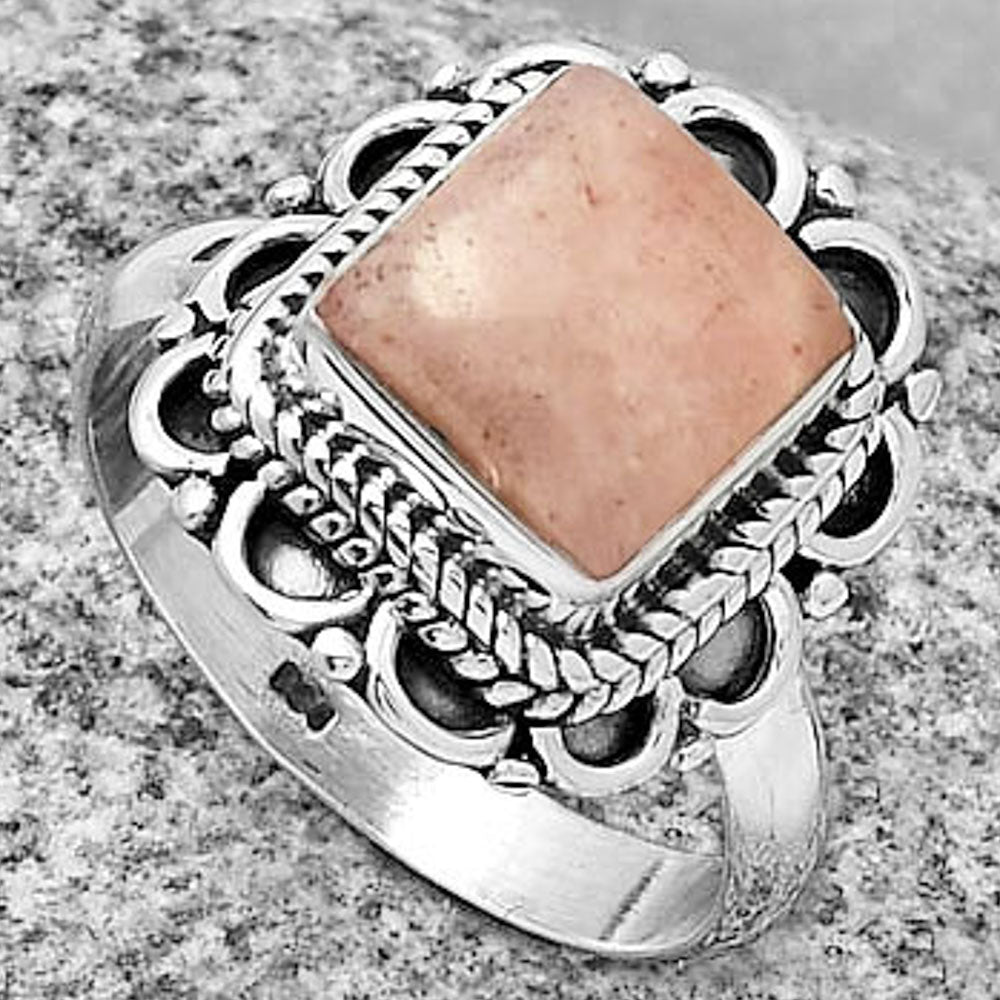 Natural Pink Scolecite Ring size-7 R-1256 SDR191286