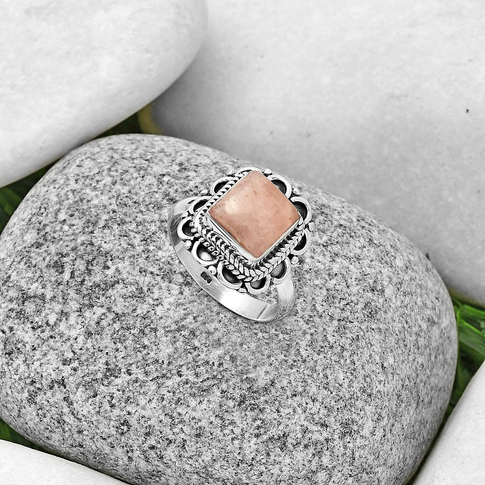 Natural Pink Scolecite Ring size-7 R-1256 SDR191286