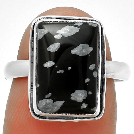Natural Snow Flake Obsidian Ring size-7 R-1499 SDR191455