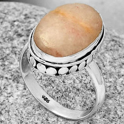 Natural Pink Scolecite Ring size-7 R-1499 SDR191458
