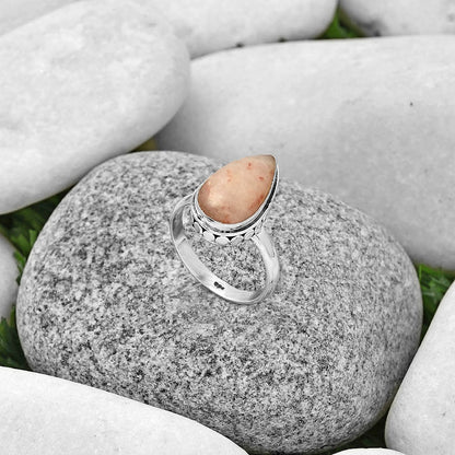 Natural Pink Scolecite Ring size-7 R-1499 SDR191459