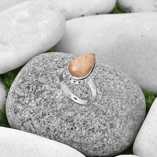 Natural Pink Scolecite Ring size-7 R-1499 SDR191459