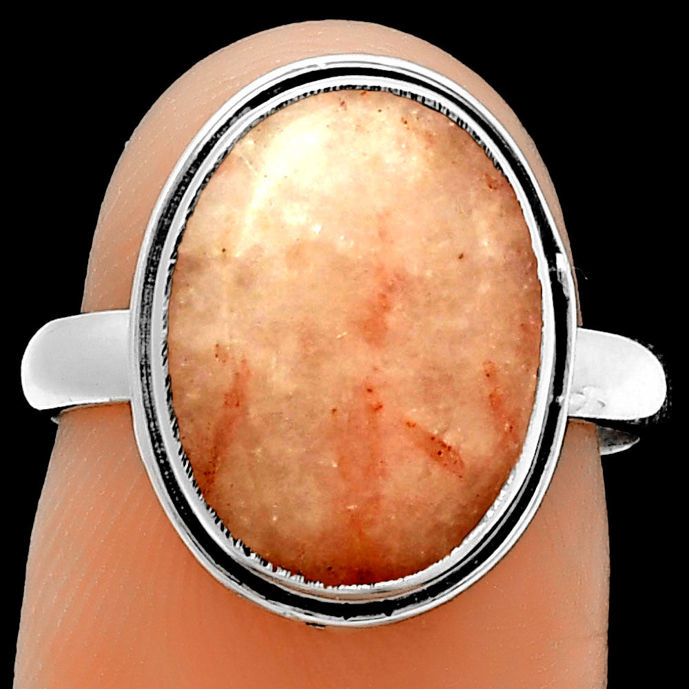 Natural Pink Scolecite Ring size-7 R-1499 SDR191460