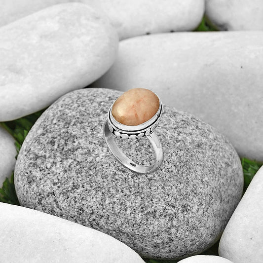 Natural Pink Scolecite Ring size-7 R-1499 SDR191460