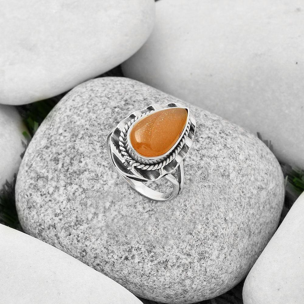 Natural Sunstone - Namibia Ring size-9 R-1212 SDR191516