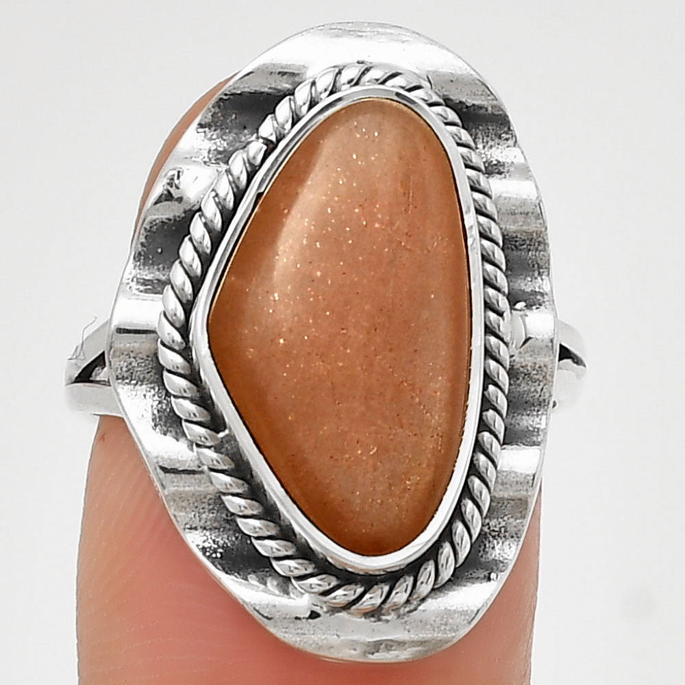 Natural Sunstone - Namibia Ring size-7.5 R-1212 SDR191575