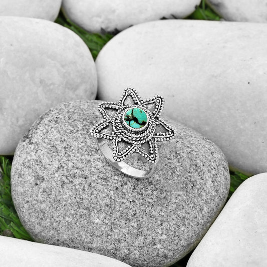 Lucky Charm Tibetan Turquoise Ring size-7.5 R-1146 SDR191610