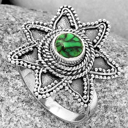Natural Green Matrix Turquoise Ring size-7.5 R-1146 SDR191613