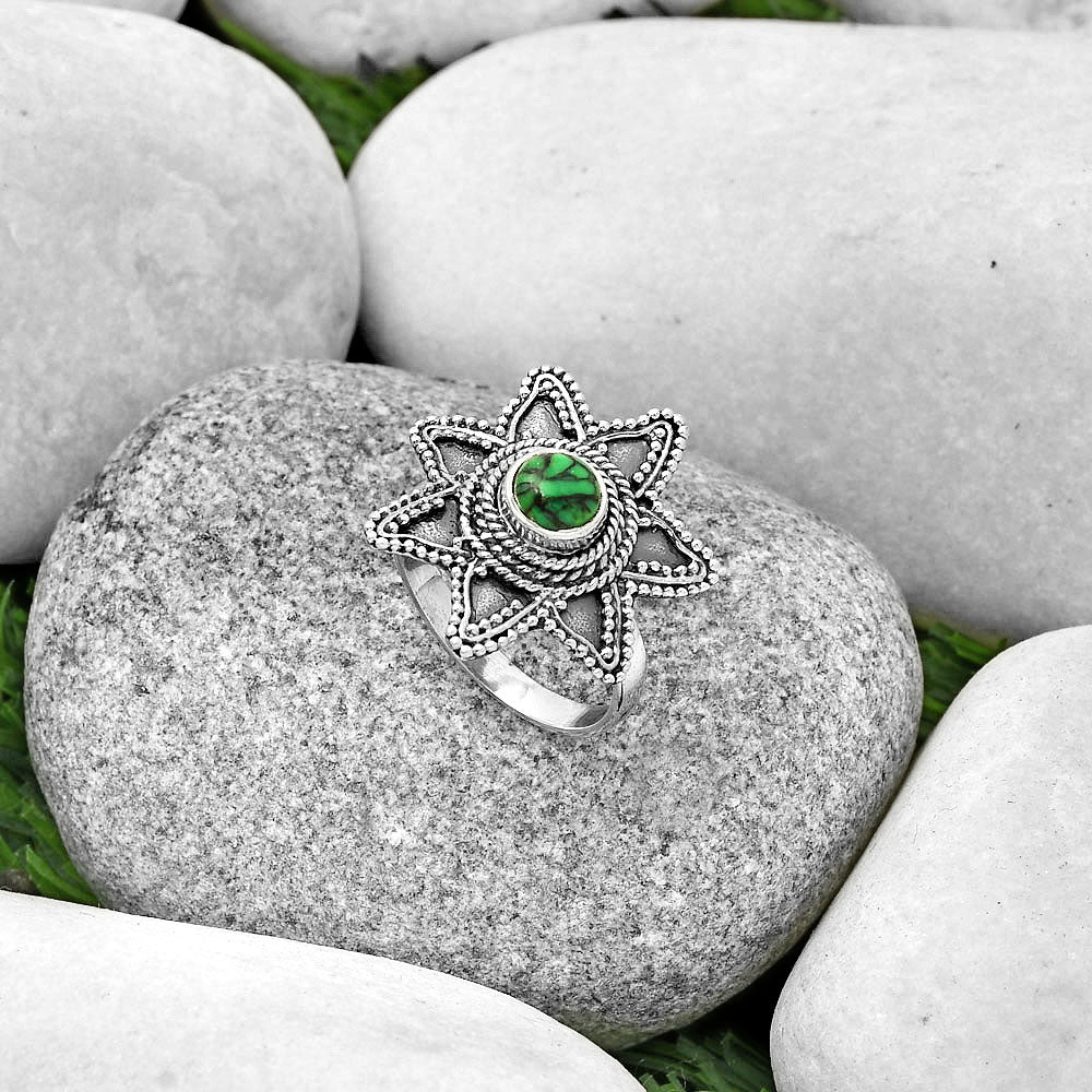 Natural Green Matrix Turquoise Ring size-7.5 R-1146 SDR191613