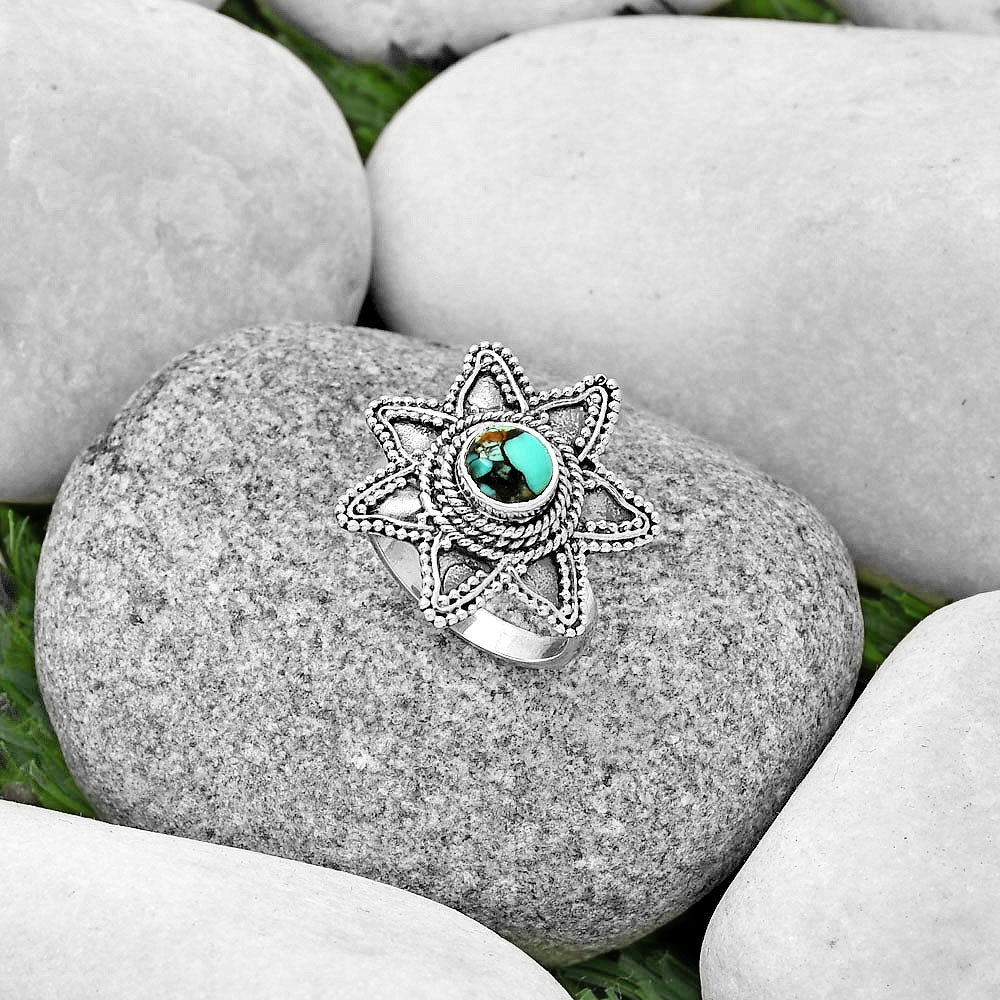 Natural Lucky Charm Tibetan Turquoise Ring size-7 R-1146 SDR191618