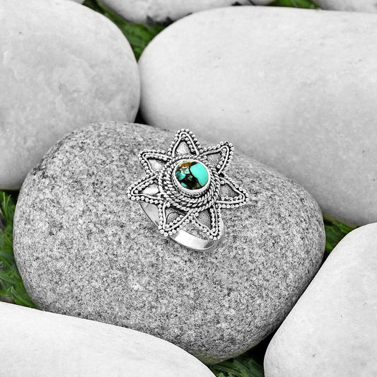 Natural Lucky Charm Tibetan Turquoise Ring size-7 R-1146 SDR191618