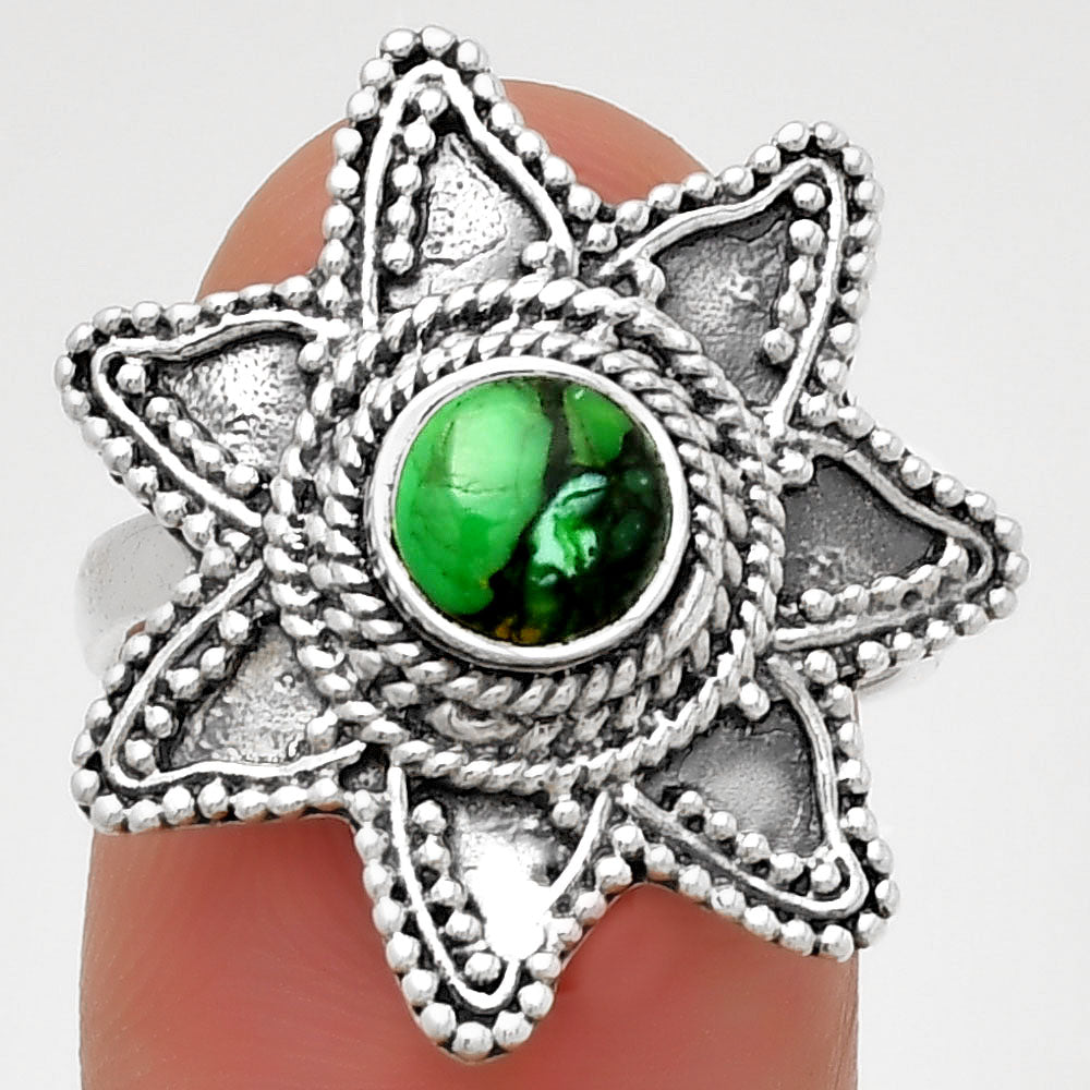 Natural Green Matrix Turquoise Ring size-7 R-1146 SDR191651