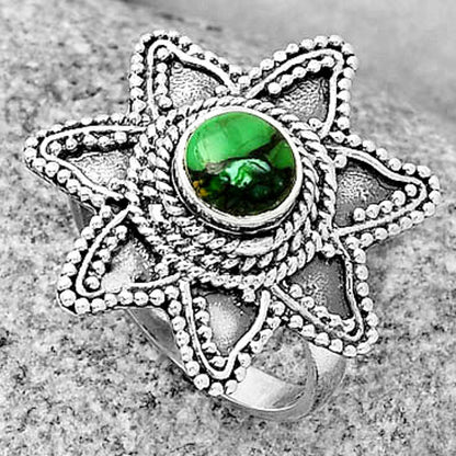 Natural Green Matrix Turquoise Ring size-7 R-1146 SDR191651