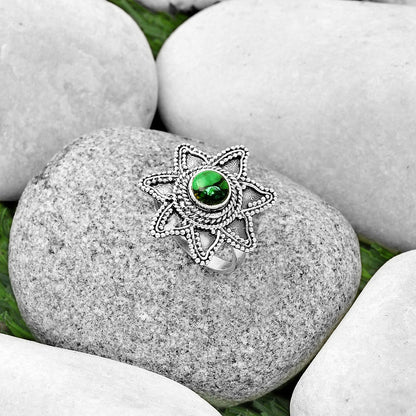 Natural Green Matrix Turquoise Ring size-7 R-1146 SDR191651