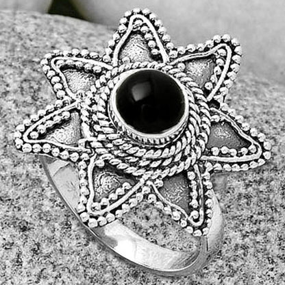 Natural Black Onyx - Brazil Ring size-7.5 R-1146 SDR191664