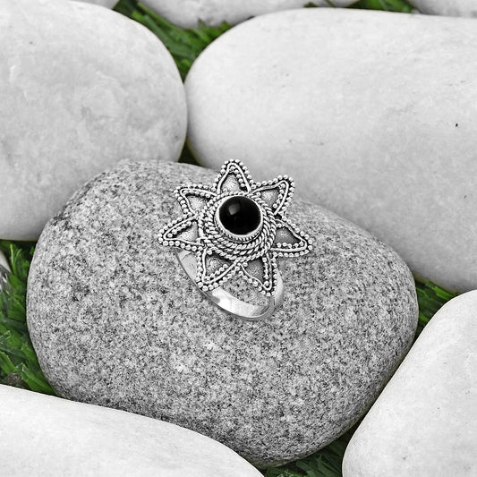Natural Black Onyx - Brazil Ring size-7.5 R-1146 SDR191664