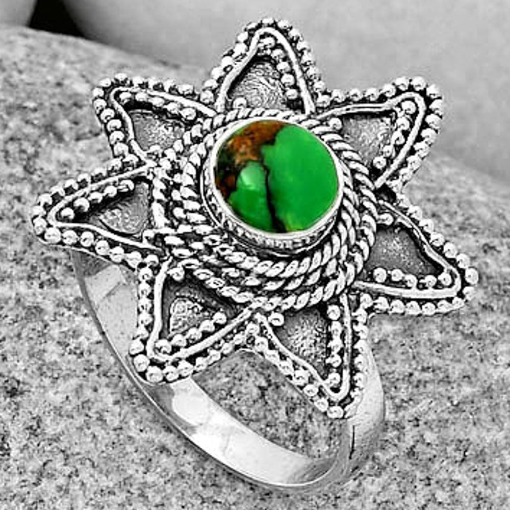 Natural Green Matrix Turquoise Ring size-8 R-1146 SDR191674