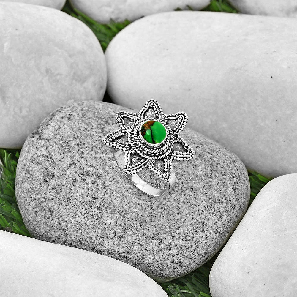 Natural Green Matrix Turquoise Ring size-8 R-1146 SDR191674